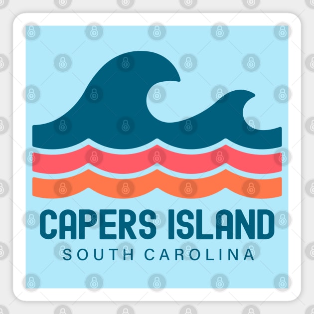 Capers Island South Carolina Vintage Wave Magnet by TGKelly